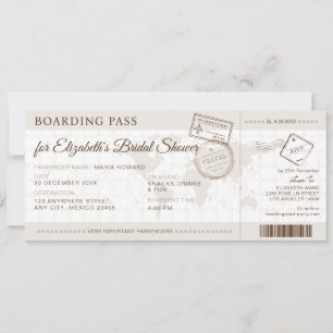 Boho Boarding Pass Bestemming Vrijgezellenfeest Kaart