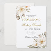 Boho boda de oro con flor blanca kaart (Voorkant / Achterkant)