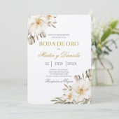 Boho boda de oro con flor blanca kaart (Staand voorkant)