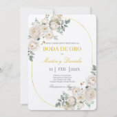 Boho boda de oro con flor blanca kaart (Voorkant)