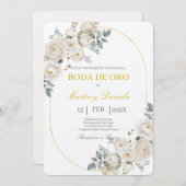 Boho boda de oro con flor blanca kaart (Voorkant / Achterkant)