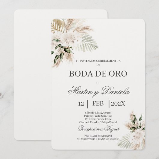 Boho boda de oro kaart (Voorkant / Achterkant)