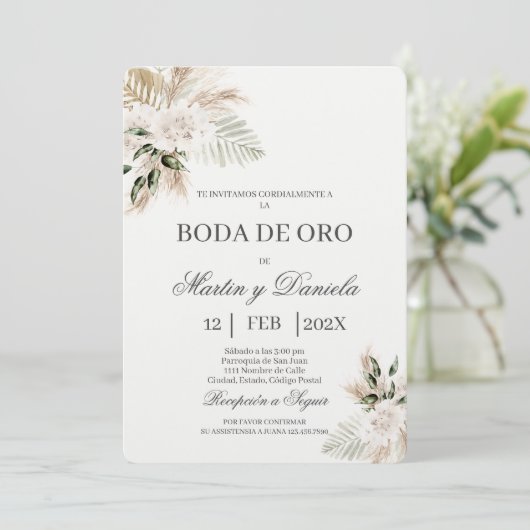 Boho boda de oro kaart (Staand voorkant)
