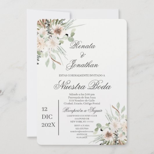 Boho boda en español kaart (Voorkant)