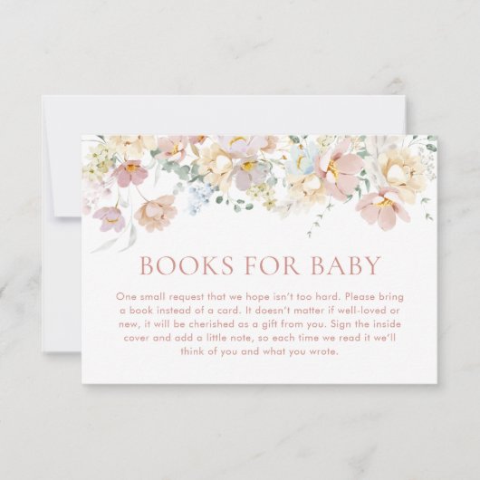 Boho Boeken voor Baby Kaart, Wildflower Baby showe Kaart (Voorkant)