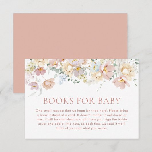 Boho Boeken voor Baby Kaart, Wildflower Baby showe Kaart (Voorkant / Achterkant)