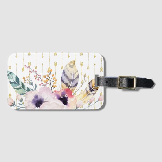 Boho Boeket Bagagelabel (Voorkant (horizontaal))