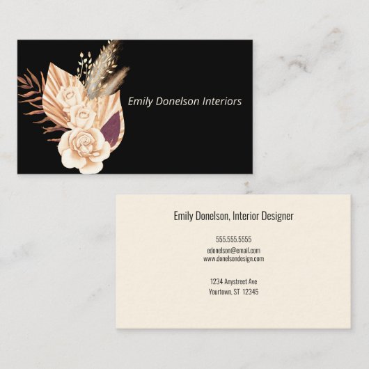 Boho Boeket Interieur Design Bloemist Visitekaartje (Voorkant / Achterkant)