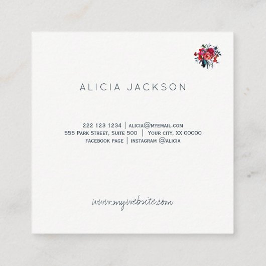 Boho boeket koper gouden bruiloft planner vierkante visitekaartje (Achterkant)