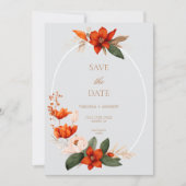 Boho boeket met vurige bloem Save The Date (Voorkant)