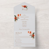 Boho boeket met vurige bloemen all in one uitnodiging (Binnen)