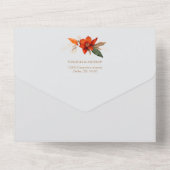 Boho boeket met vurige bloemen all in one uitnodiging (Achterkant)