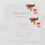 Boho boeket met vurige bloemen bruiloft RSVP kaartje (Voorkant / Achterkant)