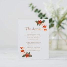 Boho boeket met vurige bloemen informatiekaartje