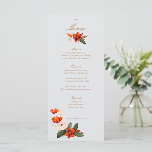 Boho boeket met vurige bloemen Menu (Staand voorkant)