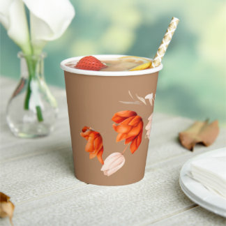 Boho boeket met vurige bloemen papieren bekers