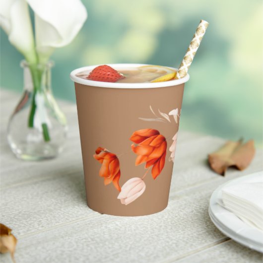 Boho boeket met vurige bloemen papieren bekers (Insitu)