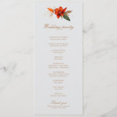 Boho boeket met vurige bloemen programmakaart (Achterkant)