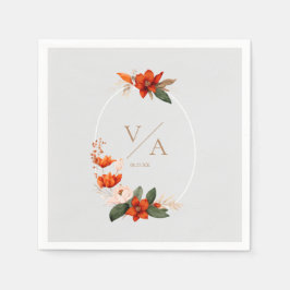 Boho boeket met vurige bloemen servet