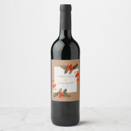 Boho boeket met vurige bloemen wijn etiket