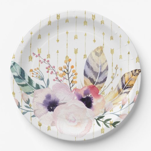 Boho Boeket Papieren Bordje (Voorkant)