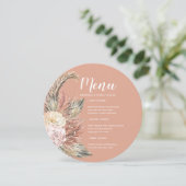Boho Boeket Ronde Menu Uitnodiging (Staand voorkant)