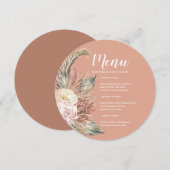Boho Boeket Ronde Menu Uitnodiging (Voorkant / Achterkant)