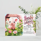 Boho Boeketten Varkensvarken Baby shower Kaart (Staand voorkant)