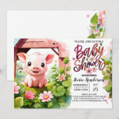 Boho Boeketten Varkensvarken Baby shower Kaart (Voorkant / Achterkant)