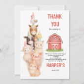 Boho Boerderij Dier 1e Verjaardag | Rustieke Barny Bedankkaart (Voorkant)