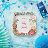 Boho Boerderij Leuke Dieren Baby shower Papieren Bordje (Feest)