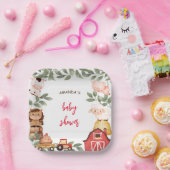 Boho Boerderij Leuke Dieren Baby shower Papieren Bordje (Feest)