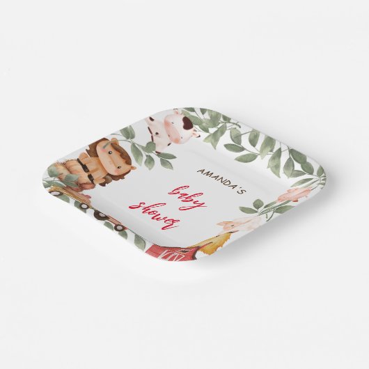 Boho Boerderij Leuke Dieren Baby shower Papieren Bordje (Gebogen)