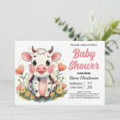 Boho Boerderij Online Koe Baby shower Kaart (Staand voorkant)