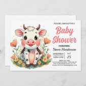 Boho Boerderij Online Koe Baby shower Kaart (Voorkant / Achterkant)