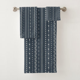 Boho boerderij pijl streep geometrisch donkerblauw bad handdoek