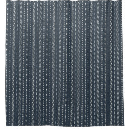Boho boerderij pijl streep geometrisch donkerblauw douchegordijn