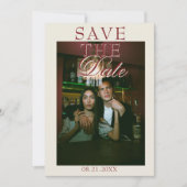 Boho Boergondië Bloem Botanische Foto Bruiloft Save The Date (Voorkant)