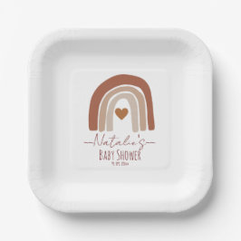 Boho bohain waterverf baby shower regenboog papieren bordje