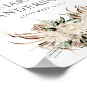 Boho Boheem Beige Bloemen Welkomstbord Poster (Hoek)