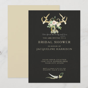Boho Boheem Herten Geweien Bloemachtige Bruiloft F Kaart