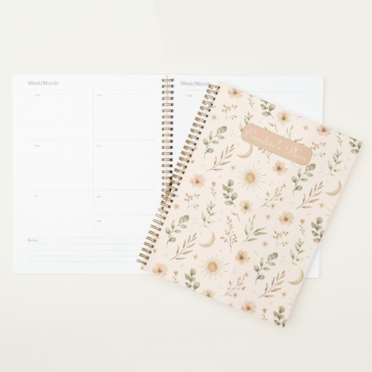 Boho Boheemien Bloem Maans Zon Botanisch Planner (Display)