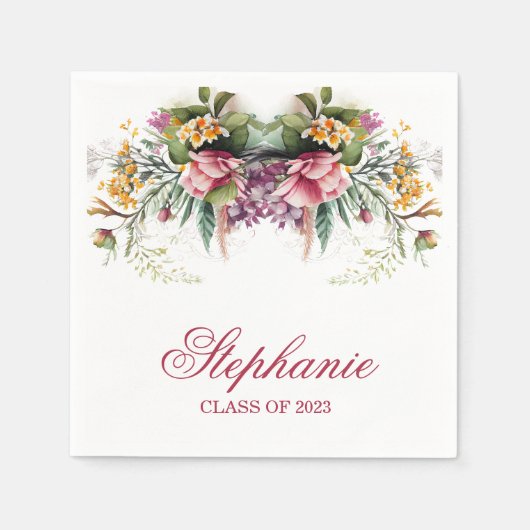 Boho Boheemien Bloem Naam Afstuderen Servet (Voorkant)