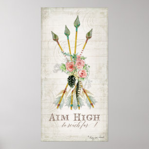 Boho Boheemien Hoog Ambities Pijlen Veren Rustiek  Poster