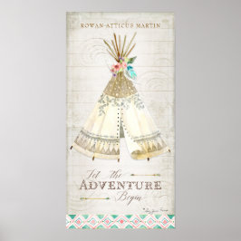 Boho Boheemien Laat het Avontuur Beginnen Teepee H Poster