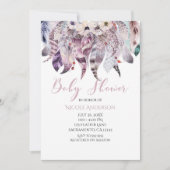 Boho Boheemse Baby Shower Uitnodigingen met Veren (Voorkant)