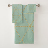 Boho Boheemse Chic Goud & Mint Geometrisch Glamour Bad Handdoek (Insitu)