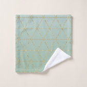 Boho Boheemse Chic Goud & Mint Geometrisch Glamour Bad Handdoek (Wasdoekje)