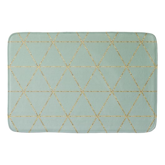Boho Boheemse Chic Goud & Mint Geometrisch Glamour Badmat (Voorkant)