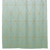 Boho Boheemse Chic Goud & Mint Geometrisch Glamour Douchegordijn (Voorkant)